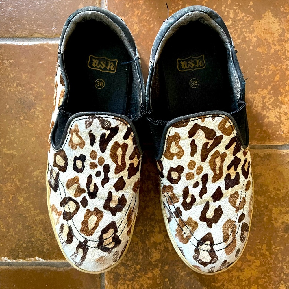 Ash leopard calf hair slip on sneakers, 38